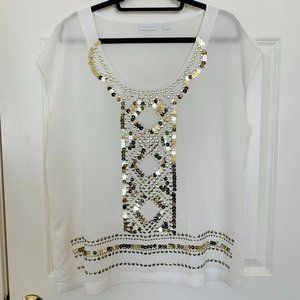 ✨ NY&Co Metallic Sequin 🌟 Embellished Blouse